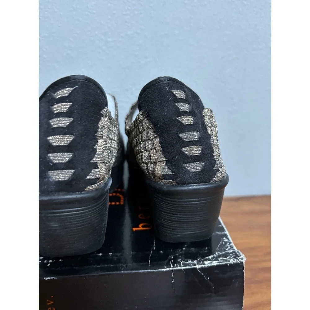 Bernie Mev Gem Bronze Black Woven Elastic Wedge Sneakers Size 39 US 8.5-9